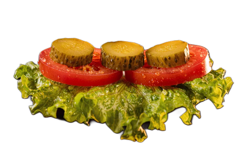 Lettuce, tomato, pickles