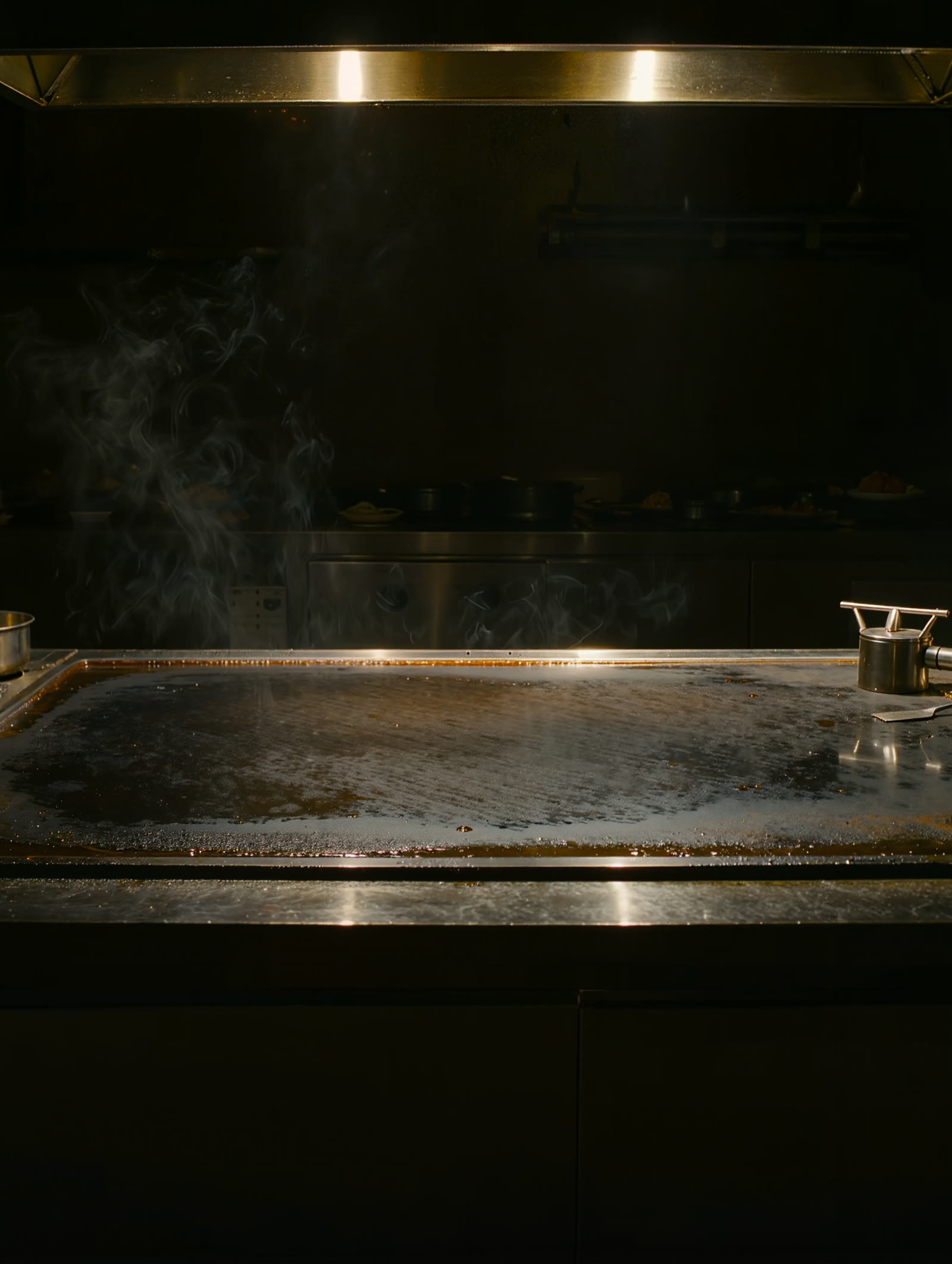 The EMBER griddle — hand-seasoned carbon steel at 230°C